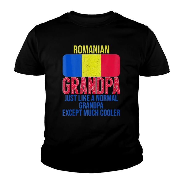 Mens Vintage Romanian Grandpa Romania Flag For Father's Day  Youth T-shirt