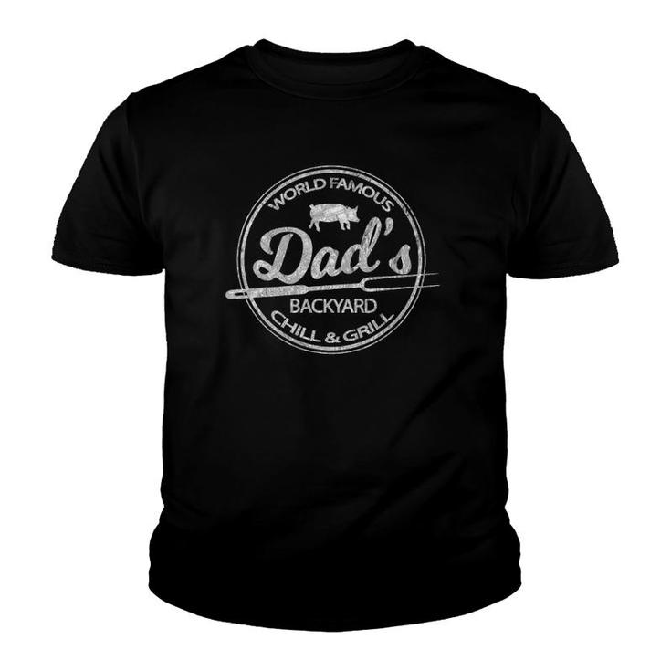 Mens World Famous Dad's Backyard Grill & Chill Bbq Youth T-shirt