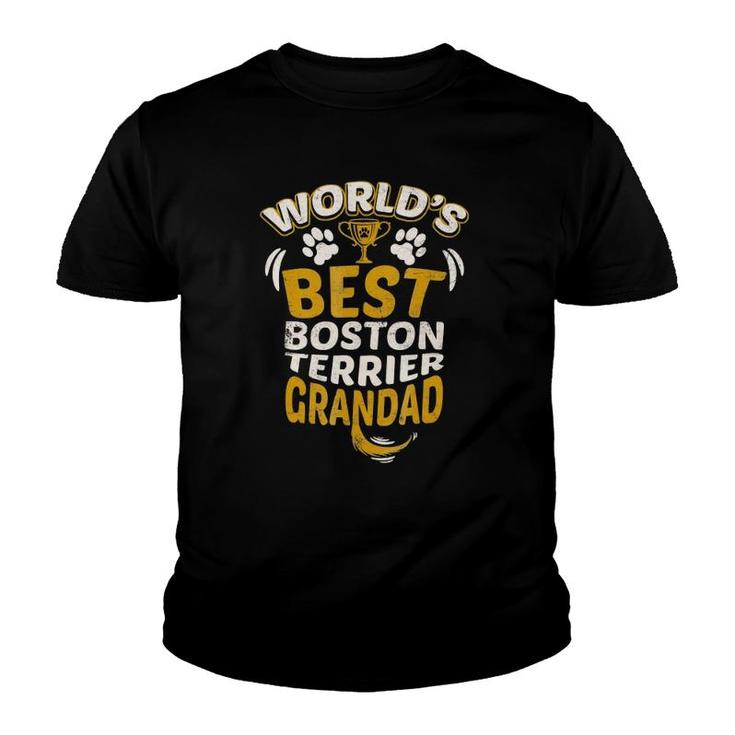 Mens World's Best Boston Terrier Grandad Graphic Youth T-shirt