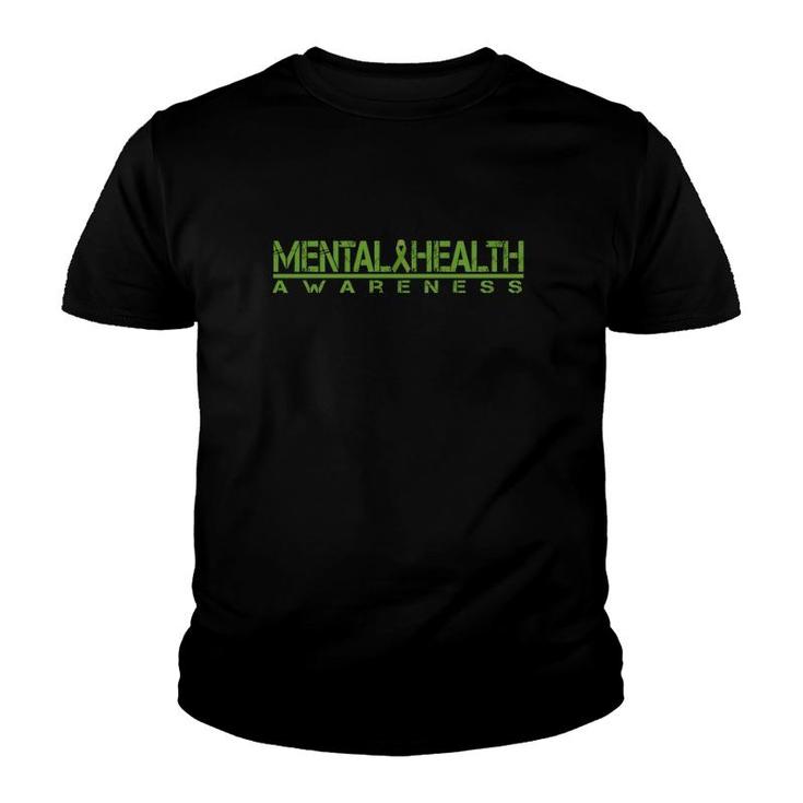 Mental Health Awareness Green Ribbon Vintage Youth T-shirt
