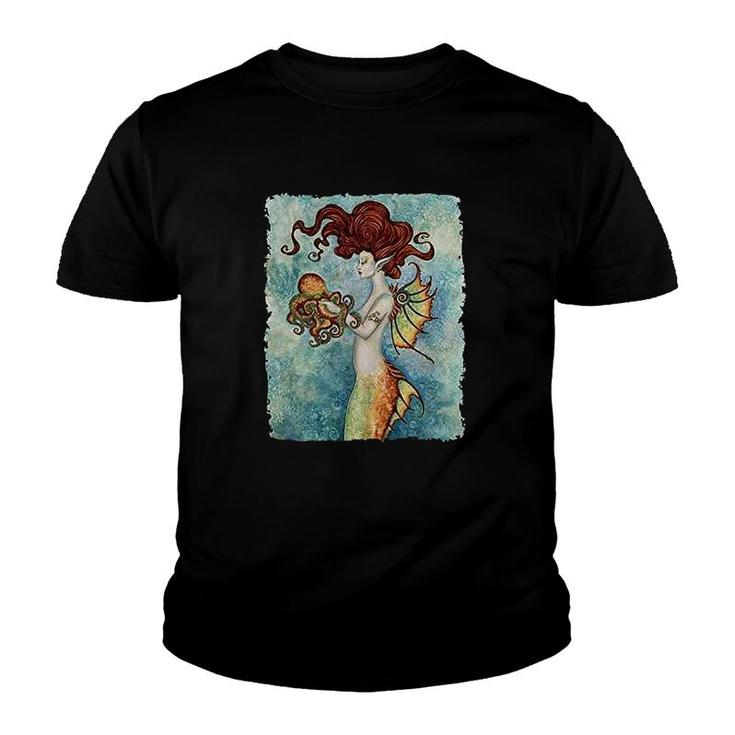 Mermaid And Octopus Art Graphic Youth T-shirt