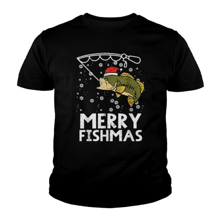 Merry Fishmas Fish Fishing Xmas Pjs Christmas Pajama Dad  Youth T-shirt