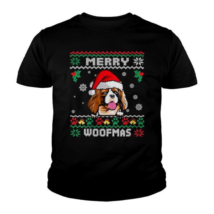 Merry Woofmas Cavalier Dog Ugly Christmas Xmas  Youth T-shirt