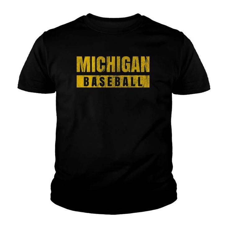 Michigan Baseball Vintage Distressed Youth T-shirt