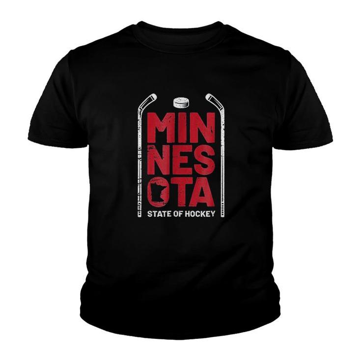 Minnesota State Of Hockey Mn State Map Youth T-shirt