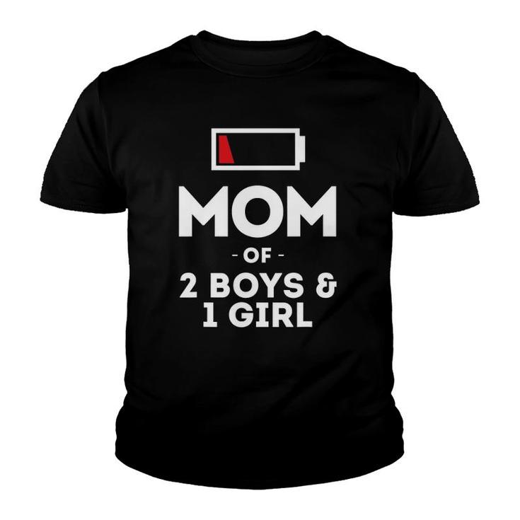 Mom Of 2 Boys 1 Girl Clothing Gift Mother Wife Funny Women Youth T-shirt