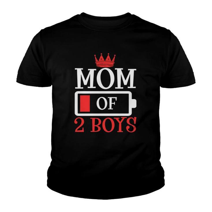 Mom Of 2 Boys Queen Battery Loading Mother's Day Youth T-shirt