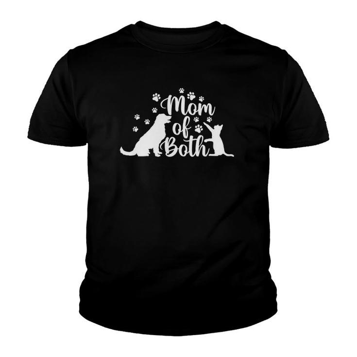 Mom Of Both Cat And Dog Mom Gift Crazy Cat Lady Dog Lover Youth T-shirt