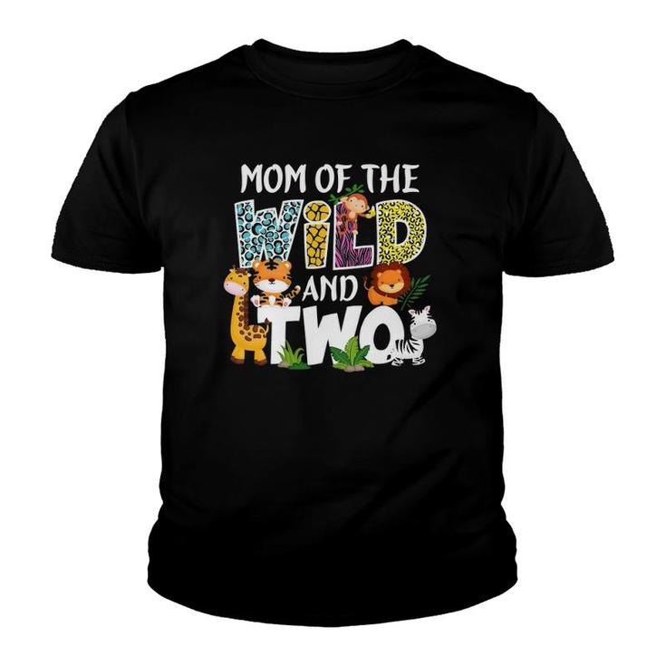 Mom Of The Wild And Two Zoo Safari Jungle Birthday Youth T-shirt
