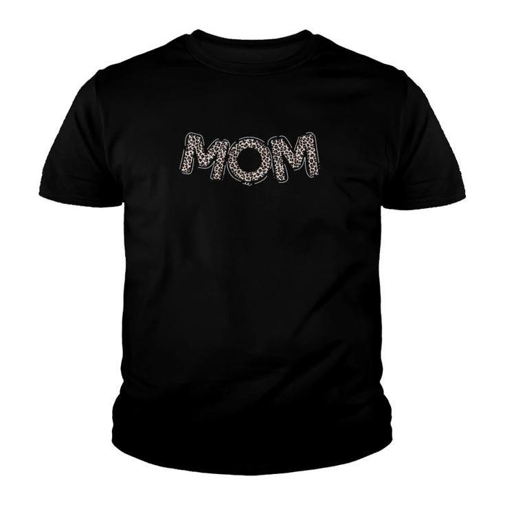 Mom Proud Mother Leopard Cheetah Print Text For Mother's Day Gift Youth T-shirt