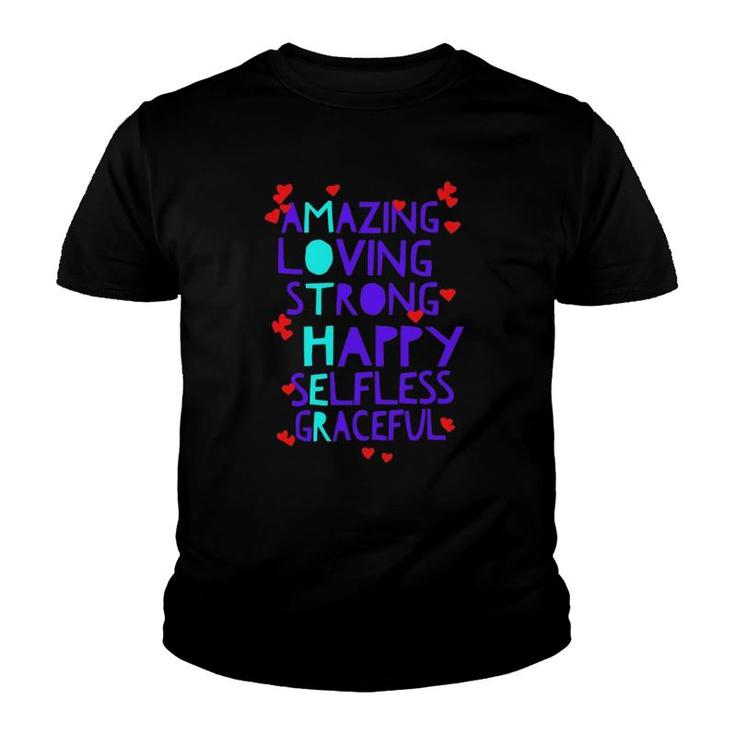 Mother Amazing Loving Grateful Son Daughter Acrostic Youth T-shirt