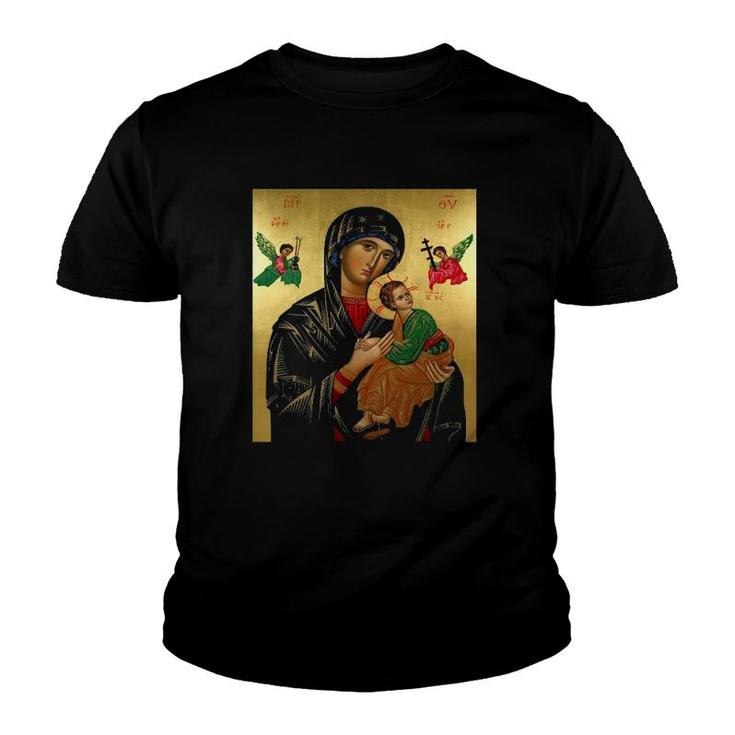 Mother Mary And Jesus Christian Youth T-shirt
