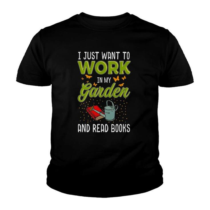 Mother's Day Gardening Gift Garden And Book Lover Youth T-shirt