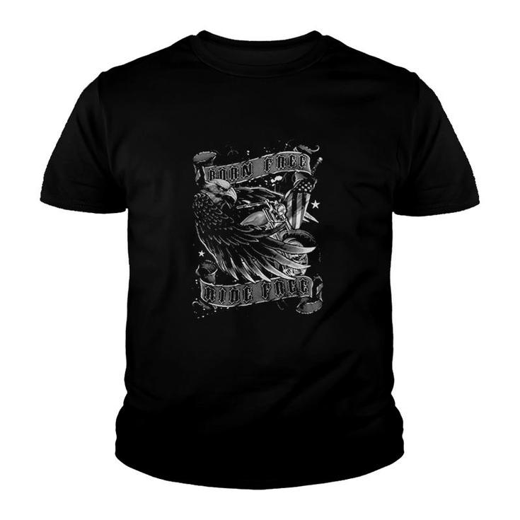 Motorcycle Born Free Ride Free Youth T-shirt