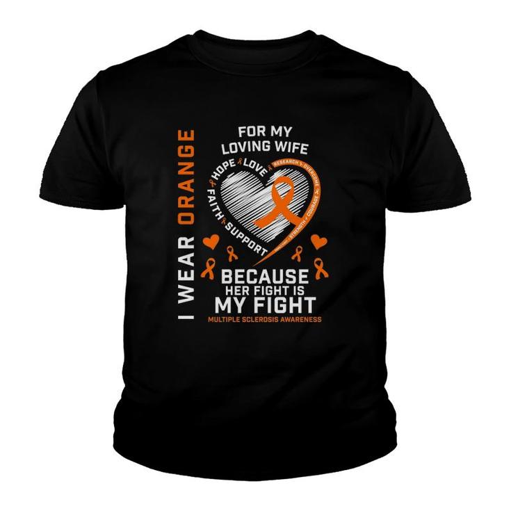 Ms Gifts Apparel Orange Wife Multiple Sclerosis Awareness  Youth T-shirt
