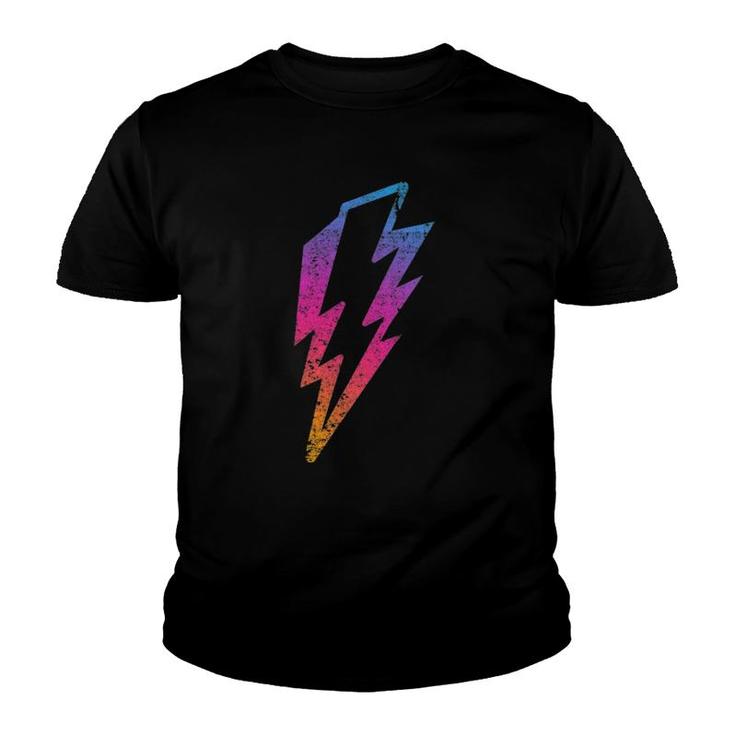 Multicolor Lightnings Powerful Distressed Bolts Unisex Youth T-shirt