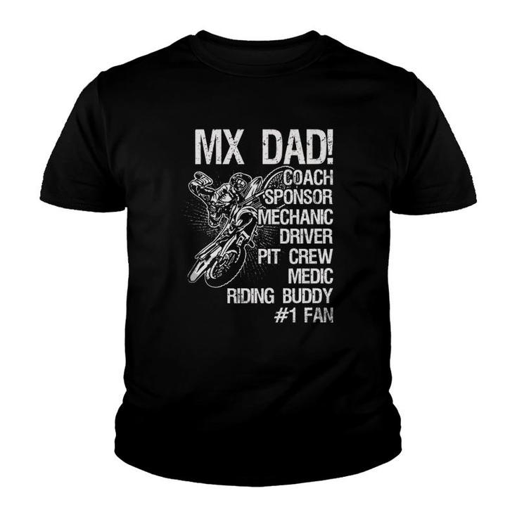 Mx Dad Coach Sponsor Mechanic Driver Pit Crew Medic Ridding Buddy Youth T-shirt