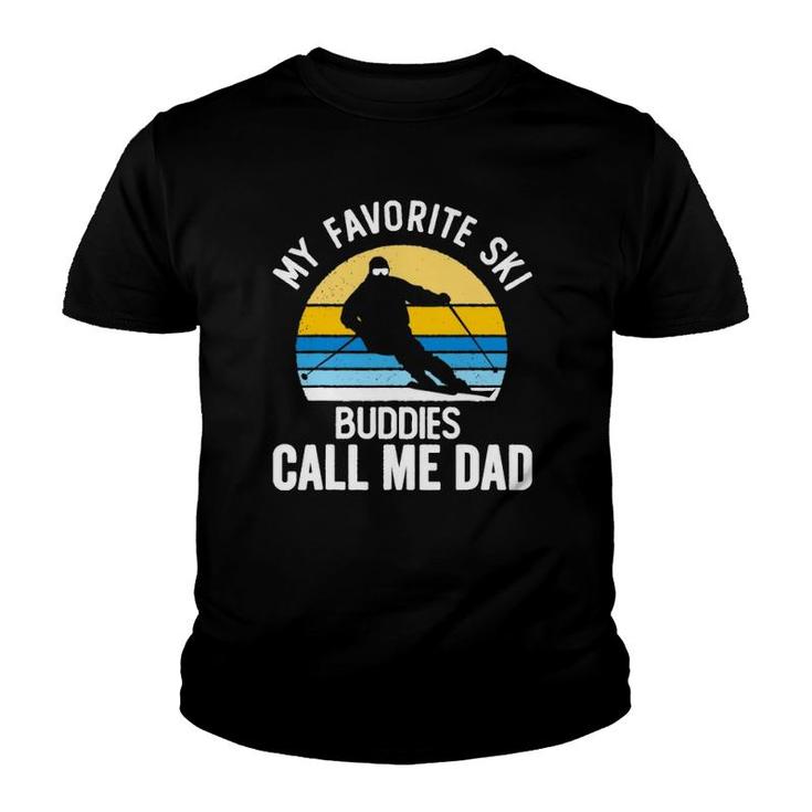 My Favorite Ski Buddies Call Me Dad Vintage Sunset Youth T-shirt