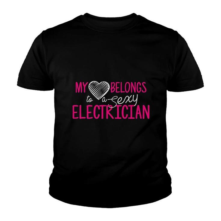 My Heart Belongs To A Electrician Youth T-shirt