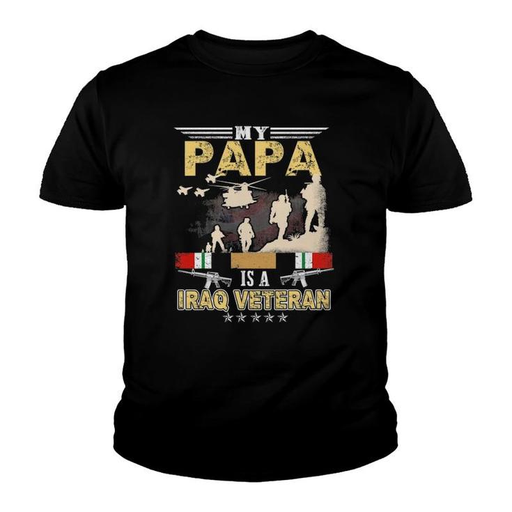 My Papa Is A Iraq Veteran  Proud Us Veteran Fathers Day Youth T-shirt