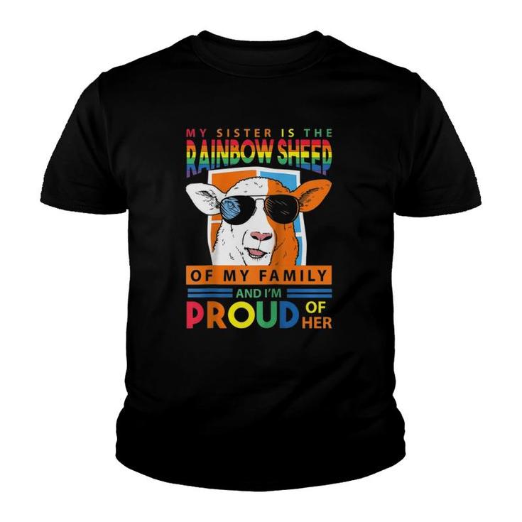 My Sister Is The Rainbow Sheep - Funny Lgbt Raglan Baseball Tee Youth T-shirt