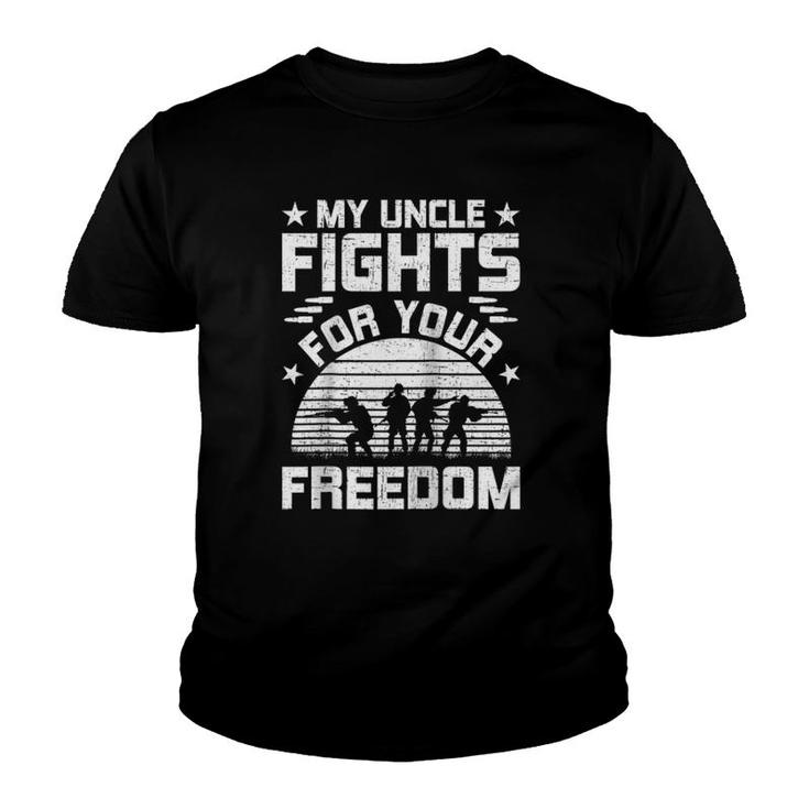 My Uncle Fights For Your Freedom Military Uncle Raglan Baseball Tee Youth T-shirt