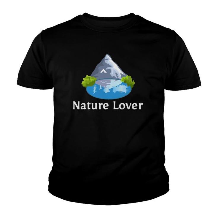 Nature Lover Mountain Lake Trees Hippie Environment Youth T-shirt