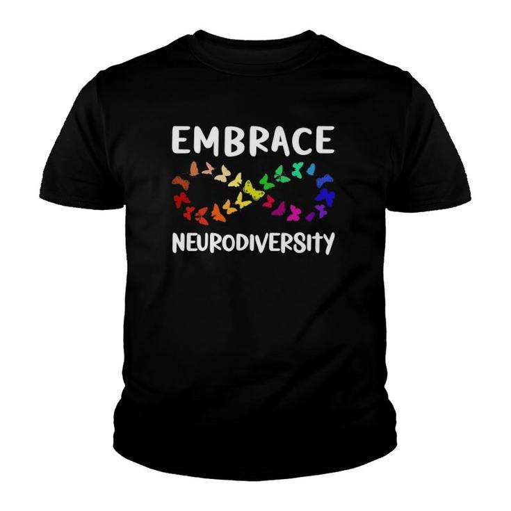 Neurodiversity Rainbow Infinity Butterfly Adhd Autism Youth T-shirt