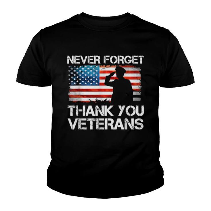 Never Forget Thank You Veterans, Veterans Day Usa Flag  Youth T-shirt