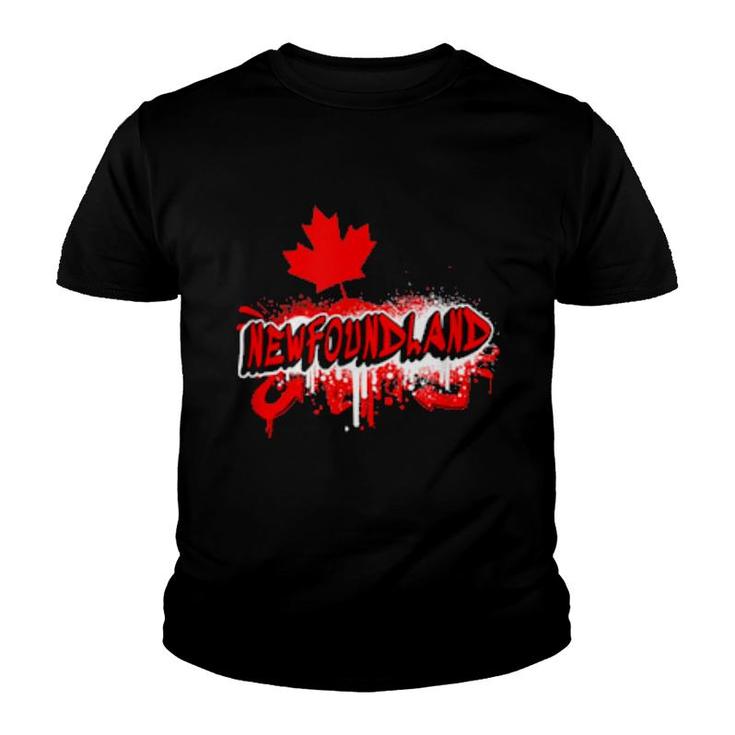 Newfoundland Canada Maple Leaf Flags  Youth T-shirt