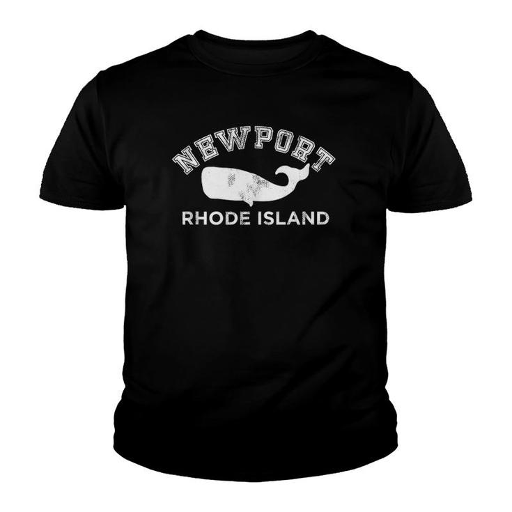 Newport Rhode Island Ri Whale Vintage Retro Silhouette  Youth T-shirt