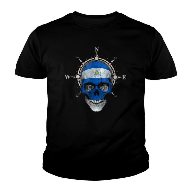 Nicaragua Skull Flag  Nicaraguan Dna Roots & Heritage Youth T-shirt