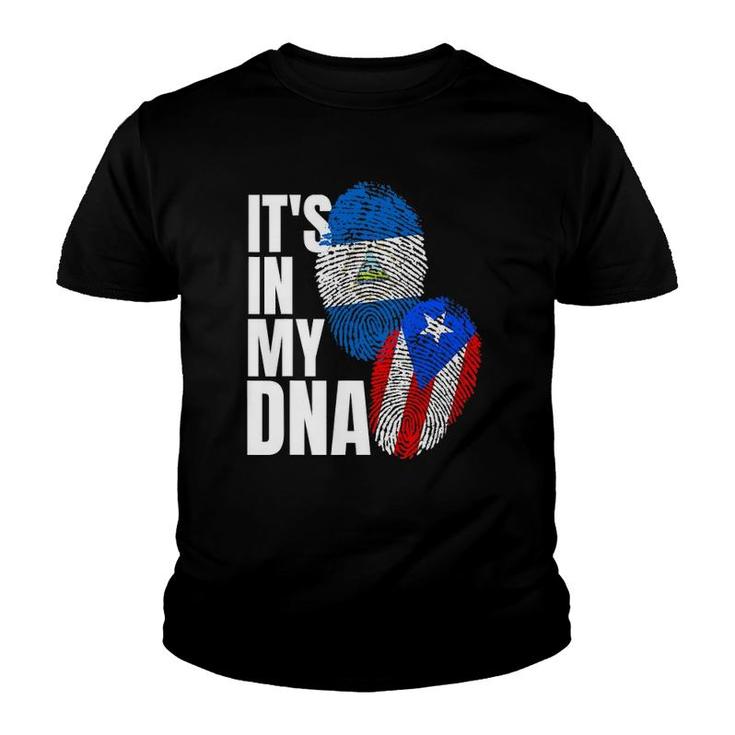 Nicaraguan And Puerto Rican Dna Flag Heritage Gift Youth T-shirt