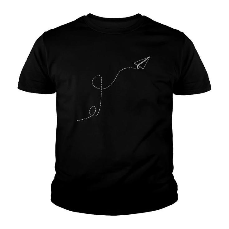 Nice White Paper Airplane Paper Plane With A Loop Youth T-shirt