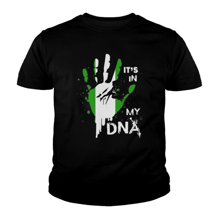 Nigeria It's In My Dna  Nigerian Flag Proud Fingerprint Youth T-shirt