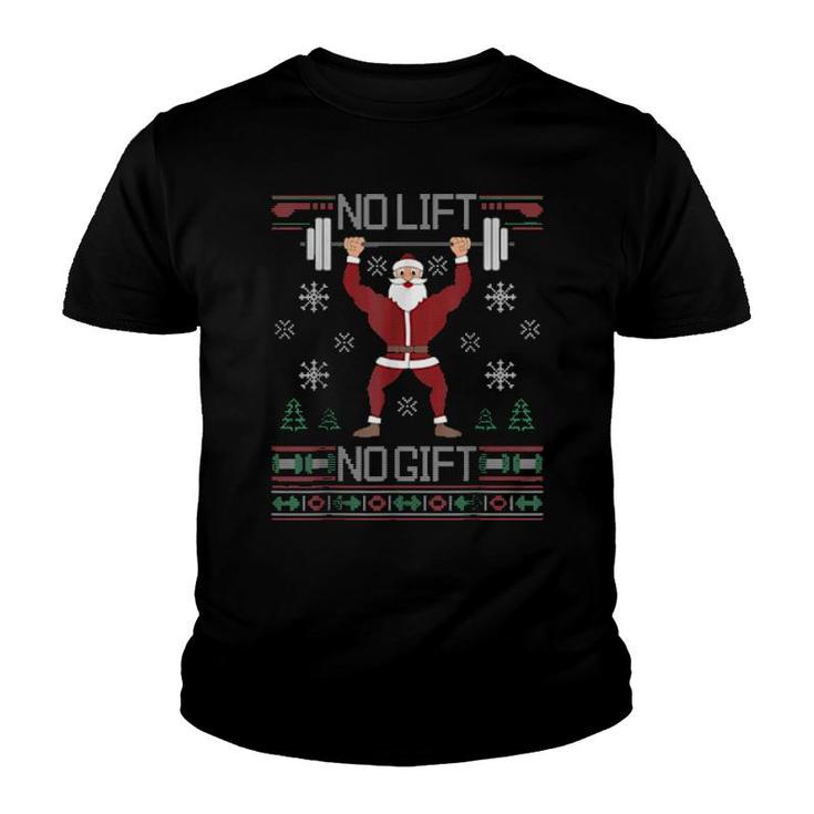 No Lift No Ugly Christmas Gym Santa  Youth T-shirt