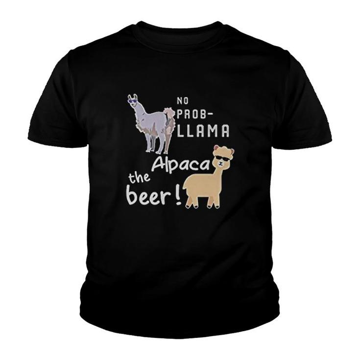 No Prob Llama Alpaca The Beer Gift Youth T-shirt