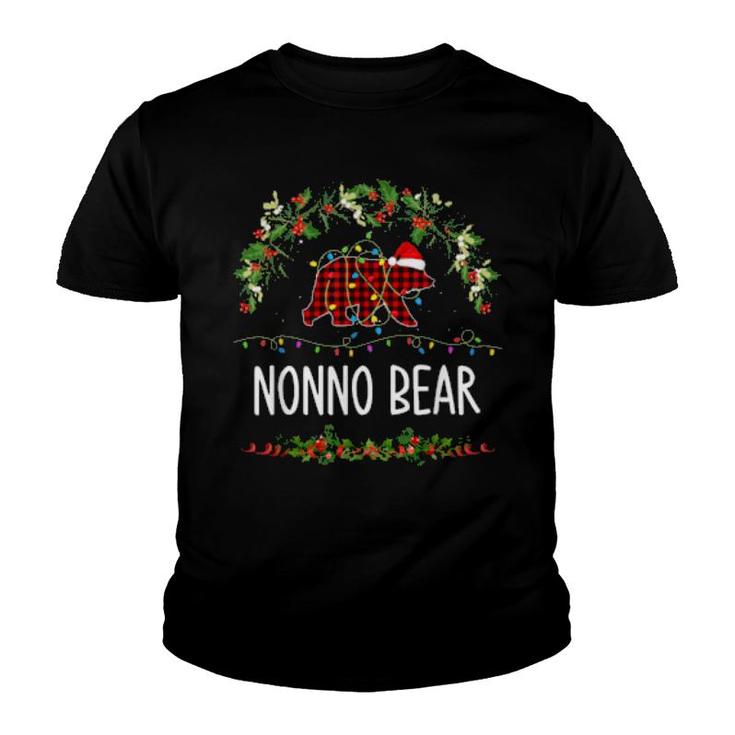 Nonno Bear Xmas Family Christmas Pajama Red Plaid Grandpa  Youth T-shirt