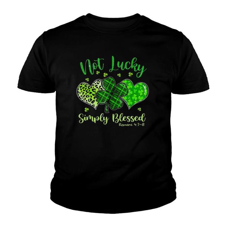 Not Lucky Simply Blessed Christian St Patrick's Day Shamrock Tank Top Youth T-shirt