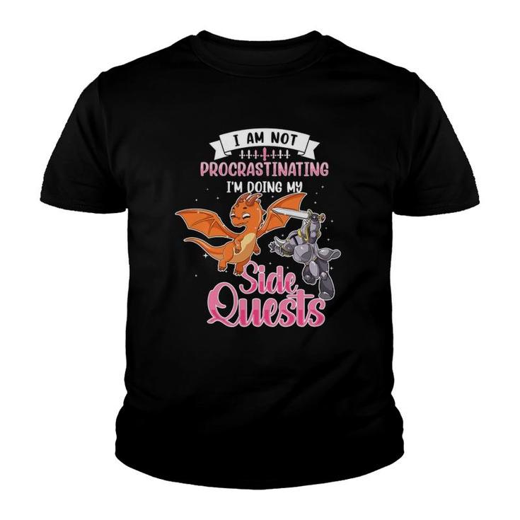 Not Procrastinating I'm Doing Side Quests Dragon Gamer Youth T-shirt