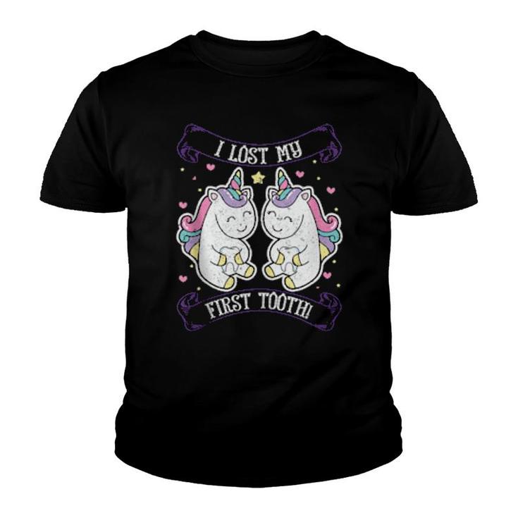 Novelty Cute I Lost My First Tooth Unicorn Tooth Fairy  Youth T-shirt