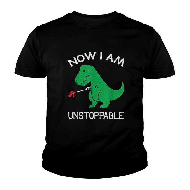 Now I Am Unstoppable Funny T Rex Youth T-shirt