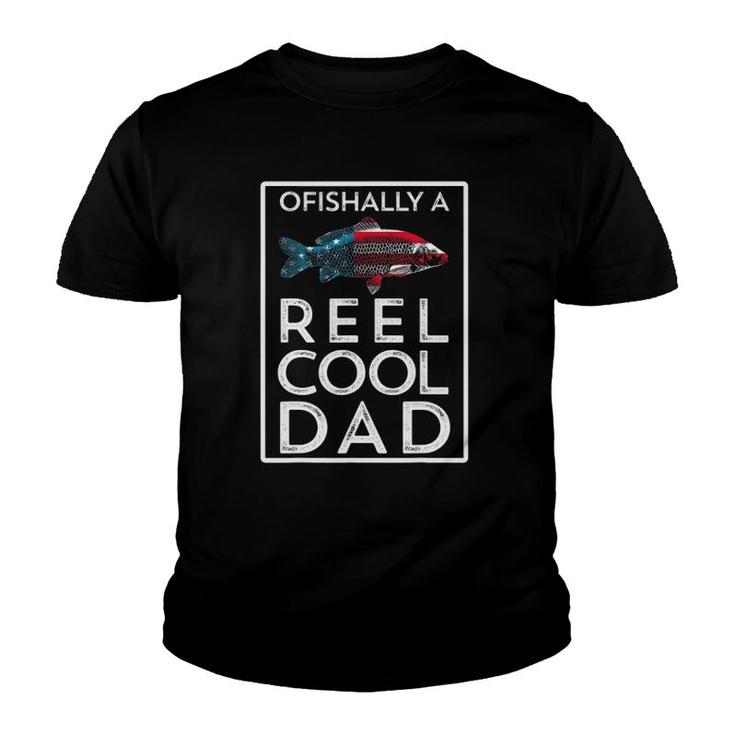 Ofishally A Reel Cool Dad Funny Father's Day Fishing Pun Youth T-shirt