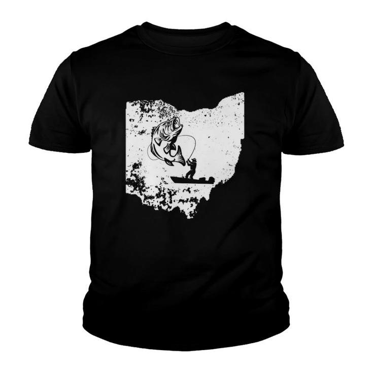 Ohio Fishing  Love Lake Or River Fish Distressed Youth T-shirt