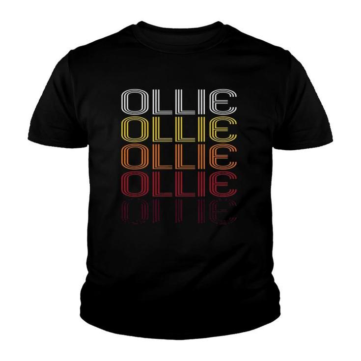 Ollie Retro Wordmark Pattern - Vintage Style Youth T-shirt