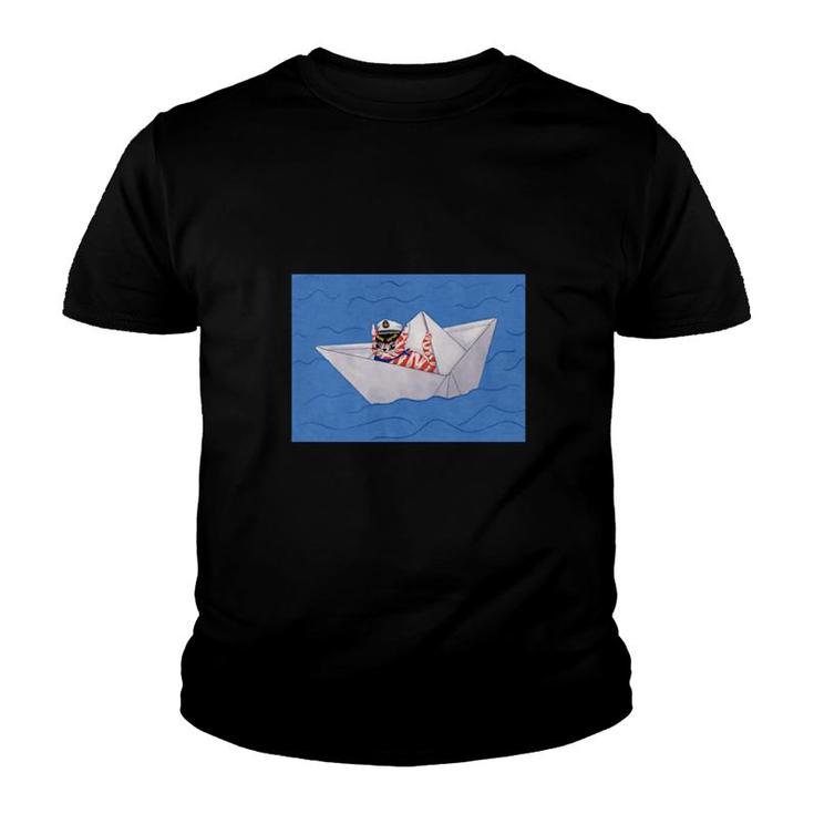 Orange Tabby Cat In Paper Boat Classic  Youth T-shirt