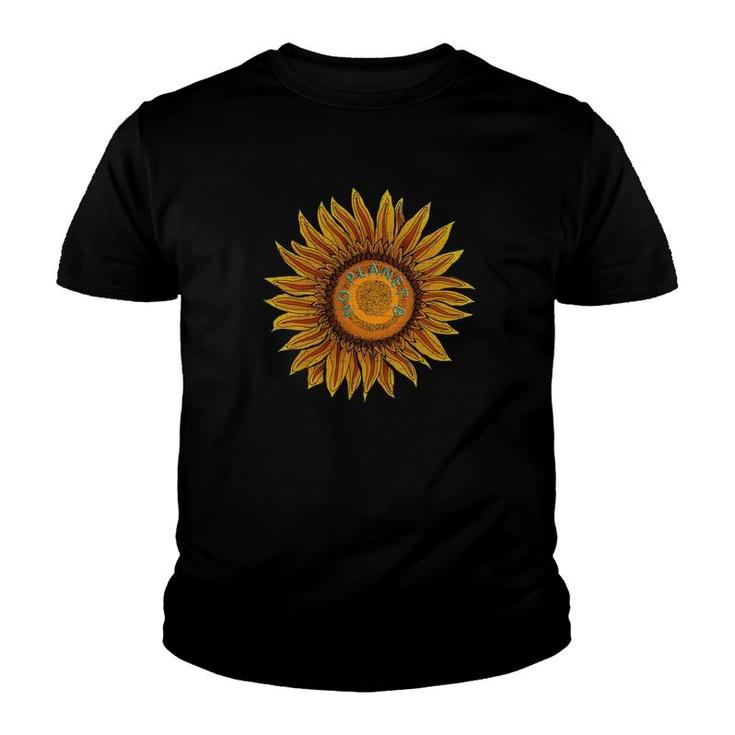 Orange Yellow Hues Sunflower No Planet B Some Distress Youth T-shirt