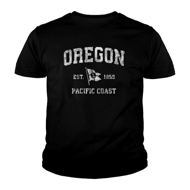 Oregon Vintage Boat Anchor Flag Retro West Coast Design Youth T-shirt