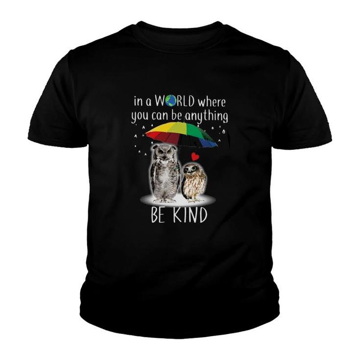Owl Lover Gift Be Kind Youth T-shirt