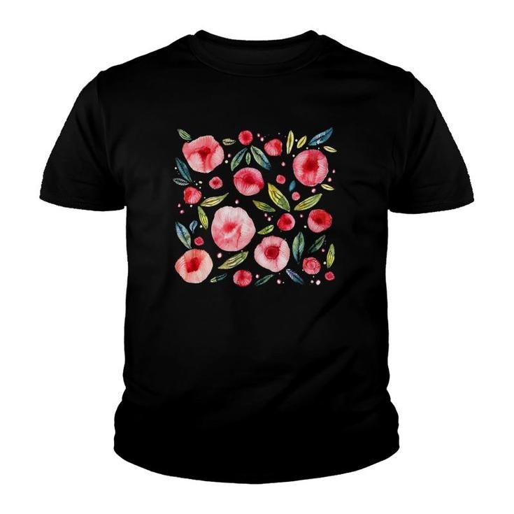 Painted Wildflowers Botanical Design Youth T-shirt
